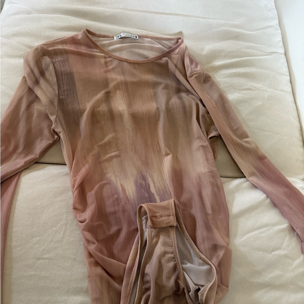 Zara Pink and Tan Bodysuit